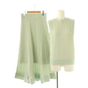 24SS ストレッチジャカード セットアップ カットソー ノースリーブ フレアスカート ロング 9 ミント