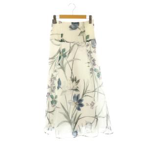 サマーフラワースカート フレア ロング 36 ホワイト /HK OS