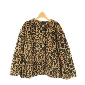 プライマリー ネイビー レーベル レオパード ブルゾン ジャケット ヒョウ柄 F 茶 ブラウン /AT