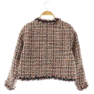 TOMORROWLAND collection コーラルファンシーツイード カラーレスジャケット 36 ピンク ブラック