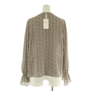 BALLSEY 24AW BBカリグラフィプリント タックネックブラウス 長袖 プルオーバー ギャザー 36 ベージュ