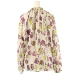 TOMORROWLAND collection 24AW ツーリップフラワープリント ギャザーネックブラウス 36 オフホワイト マルチカラー /DF