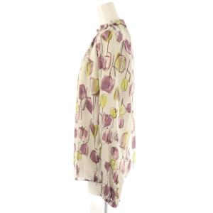 TOMORROWLAND collection 24AW ツーリップフラワープリント ギャザーネックブラウス 36 オフホワイト マルチカラー /DF
