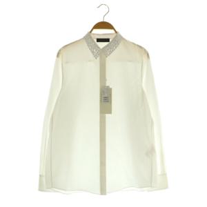 23AW コットンブロード エンブロイダリーカラーブラウス 比翼ボタン 36 ホワイト /MY OS