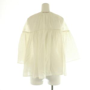 TOMORROWLAND collection 24SS テクスチャーコンビ サーキュラースリーブブラウス 七分袖 比翼ボタン シアー シースルー シルク混