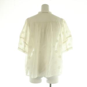 TOMORROWLAND collection 24SS テクスチャーコンビ ランタンスリーブブラウス 五分袖 プルオーバー シアー シルク混 ラメ 36