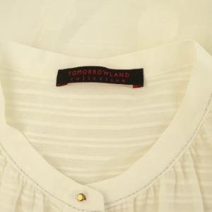 TOMORROWLAND collection 24SS テクスチャーコンビ ランタンスリーブブラウス 五分袖 プルオーバー シアー シルク混 ラメ 36