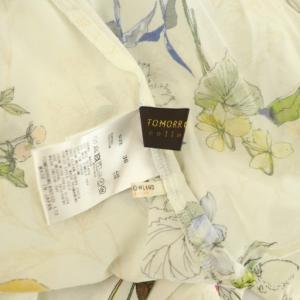TOMORROWLAND collection 24SS パピヨンフラワープリントブラウス 五分袖 プルオーバー ギャザー 36 アイボリー /MY OS