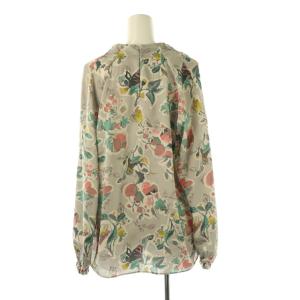 TOMORROWLAND collection 24AW サラサナッツプリント ボウタイギャザーブラウス 36 グレー マルチカラー /DF OS