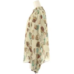 TOMORROWLAND collection 24AW ツーリップフラワープリント ギャザーネックブラウス 36 ベージュ マルチカラー /DF OS