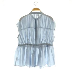 TOMORROWLAND collection 24SS コットンシルク シャーリングペプラムブラウス フレンチスリーブ 36 ライトブルー /MY OS