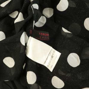 TOMORROWLAND collection 24SS ルコットンドットプリント ギャザーブラウス 五分袖 バンドカラー シアー 36 ブラック /MY