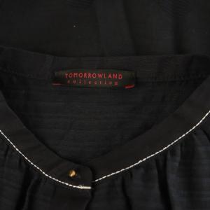 TOMORROWLAND collection 24SS テクスチャーコンビ ランタンスリーブブラウス 五分袖 プルオーバー シアー シルク混 ラメ 36