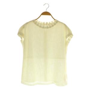 24SS ポリエステルレーヨンカラミ フレンチスリーブブラウス プルオーバー 36 ホワイト /MY OS