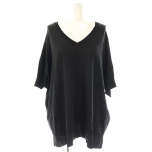 25SS 14GWASHABLE2WAYポンチョプルオーバー ニット カットソー 五分袖 F 黒 /NR