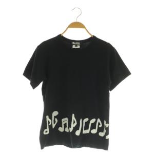 AD2016 音符プリント半袖Tシャツ クルーネック XS ブラック /MY OS