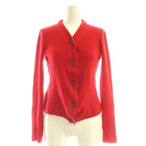 ネイビー NAVY カラーステッチウールコンパクトニットカーディガン L レッド /DF OS