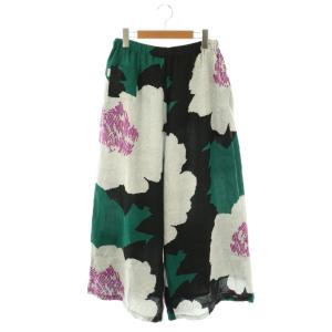 京型友禅 モンペ イージーパンツ ワイド 緑 マルチカラー /CX OS