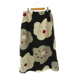 京型友禅 ほほえみ スカート フレア 総柄 黒 マルチカラー /CX OS