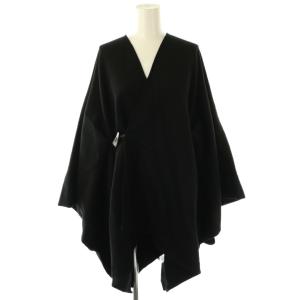 カシミヤ ウール 梳毛 羽織 ガウン アウター 黒 /CX OS