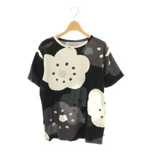 ほほえみ 半袖 カットソー Tシャツ 総柄 M 黒 白 グレー /CX OS