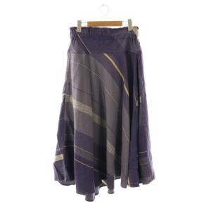 総柄 ギャザースカート マキシ ロング 紫 パープル /AT OS