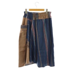 tamaki niime 総柄 ギャザースカート ミモレ ロング ベージュ /AT OS