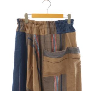 tamaki niime 総柄 ギャザースカート ミモレ ロング ベージュ /AT OS