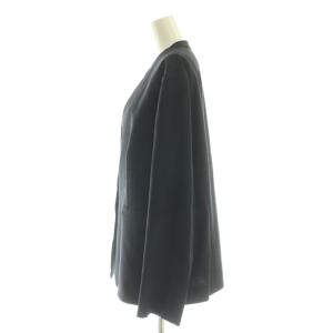 23区 アイアスマットストレッチ ノーカラー ジャケット カラーレス 50 ネイビー /DF OS