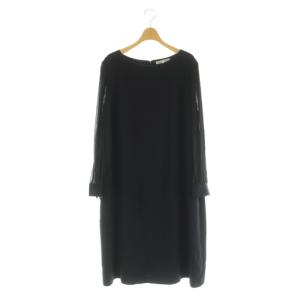 トリアセダブルジョーゼット ワンピース ロング 長袖 大きいサイズ 50 ネイビー /MY OS