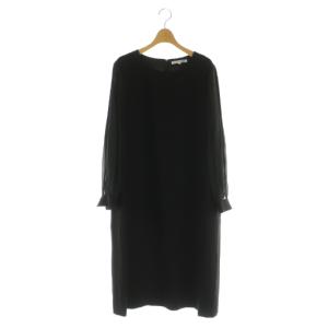 24SS トリアセダブルジョーゼット シフォンスリーブ ワンピース ロング 長袖 切替 大きいサイズ 50