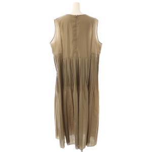 23区 25SS プリーツコンビワンピース ロング ノースリーブ 大きいサイズ 50 モカ /DO OS