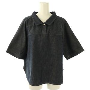 25SS 襟付きデニムブラウス シャツ 半袖 M ネイビー /DF OS