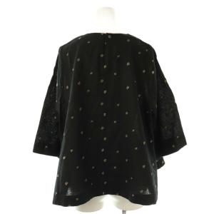 かぐれ 23SS 小花刺繍フレアブラウス リネン混 F ブラック /DF OS