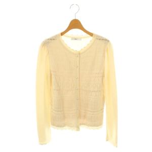 23年 パールボタンニットカーディガン 長袖 ウール 34 アイボリー /DO OS