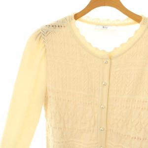 René 23年 パールボタンニットカーディガン 長袖 ウール 34 アイボリー /DO OS