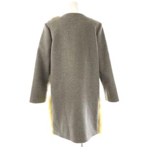 deicy ファー ウール ノーカラーコート ロング 40 グレー /HK OS