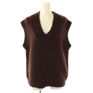ウールモヘヤニットベスト Vネック XS ブラウン