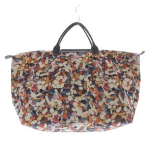 Longchamp ピル柄 ルプリアージュトートバッグ ラージ ハンドバッグ 茶色 マルチカラー /SR9