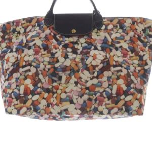 Longchamp ピル柄 ルプリアージュトートバッグ ラージ ハンドバッグ 茶色 マルチカラー /SR9