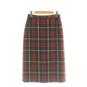 SANTO チェックウールタイトスカート 36 レッド マルチカラー