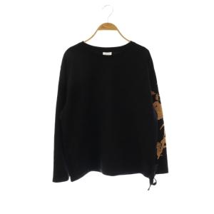 フラワースリーブドローコードTシャツ 刺繍 XS ブラック