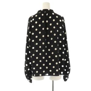 PINKY&DIANNE 25SS ドットプリントギャザーブラウス 38 ブラック オフホワイト /DO OS