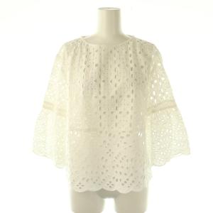 コットンレースティアードブラウス プルオーバー 刺繍 F ホワイト /DF OS