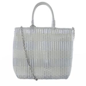 イントレッチオ タータン ワイヤーバッグ 2way シルバーカラー ホワイト