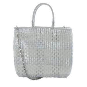 ANTEPRIMA イントレッチオ タータン ワイヤーバッグ 2way シルバーカラー ホワイト