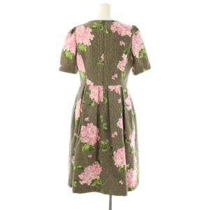 M'S GRACY 24年製 ブーケ柄ジャガードワンピース ひざ丈 38 グレー ピンク /DF OS SH