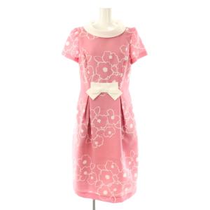 フラワープリントフレアワンピース ひざ丈 38 ピンク /DF OS SH