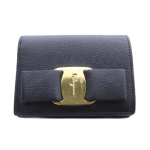 ヴァラ レザー 二つ折り財布 コンパクト 黒 ブラック /SR OH