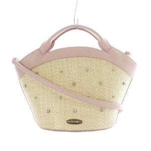 25SS ビジューバスケットバッグS 2way ハンド ショルダー ピンク ベージュ CWGB252508